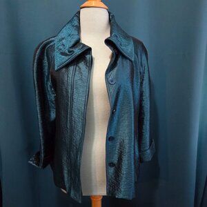 Stunning! Chico's Peacock Teal Shimmer Textured Jacket - 0  S/M